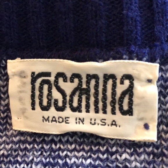 VINTAGE Rosanna Preppy Navy and White Long Sleeve Cardigan Sweater Size Medium - Picture 12 of 12
